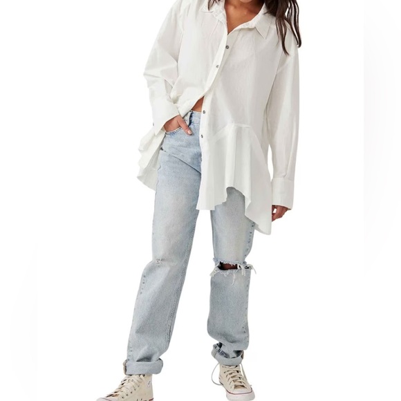 Free People We The Free Freya Poplin Women’s White Top - Picture 4 of 14